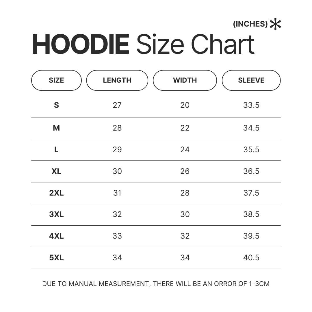 Hoodie Size Chart - Sally Face Shop